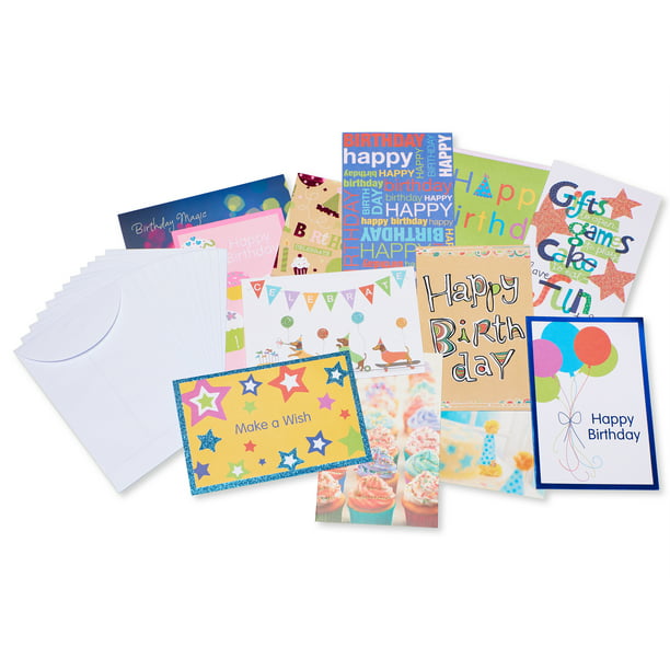 Set of 12 Birthday themed Coloring Cards and Envelopes 